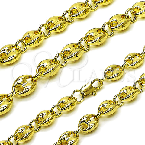 Oro Laminado Fancy Necklace, Gold Filled Style Puff Mariner Design, Polished, Golden Finish, 04.213.0313.20 (09 MM Thickness, 20 Inches Length)