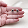 Oro Laminado Stud Earring, Gold Filled Style Cluster Design, with Amethyst Cubic Zirconia and White Micro Pave, Polished, Golden Finish, 02.213.0835.1