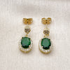 Oro Laminado Dangle Earring, Gold Filled Style Cluster Design, with Green Cubic Zirconia and White Micro Pave, Polished, Golden Finish, 02.213.0838