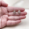 Oro Laminado Stud Earring, Gold Filled Style Cluster and Butterfly Design, with Pink and White Cubic Zirconia, Polished, Golden Finish, 02.213.0841