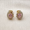 Oro Laminado Stud Earring, Gold Filled Style Cluster and Butterfly Design, with Pink and White Cubic Zirconia, Polished, Golden Finish, 02.213.0841