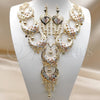 Oro Laminado Necklace and Earring, Gold Filled Style Heart and Ball Design, Diamond Cutting Finish, Tricolor, 06.331.0012