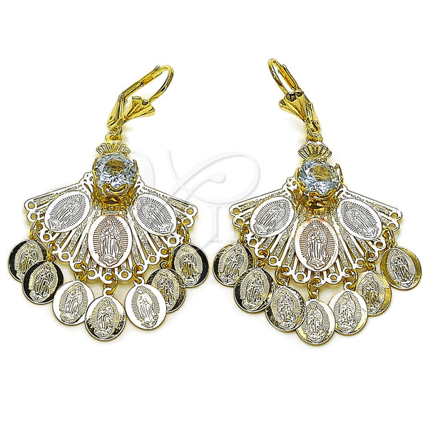 Gold Filled Ring — Long Earring Guadalupe Design with White Cubic Zirconia — main product view — SKU 161933 | Oro Laminado anillo — largo Earring Guadalupe diseño with blanco Cubic Zirconia — SKU 161933
