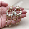 Oro Laminado Chandelier Earring, Gold Filled Style Guadalupe and Rolo Design, Polished, Tricolor, 02.331.0062