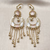 Oro Laminado Chandelier Earring, Gold Filled Style Guadalupe and Rolo Design, Polished, Tricolor, 02.331.0062