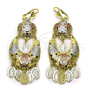 Oro Laminado Chandelier Earring, Gold Filled Style Guadalupe and Flower Design, Polished, Tricolor, 02.331.0063