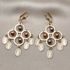 Oro Laminado Chandelier Earring, Gold Filled Style Guadalupe and Ball Design, Polished, Tricolor, 02.331.0065