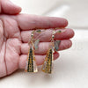 Oro Laminado Long Earring, Gold Filled Style Guadalupe and Butterfly Design, Polished, Tricolor, 02.331.0066