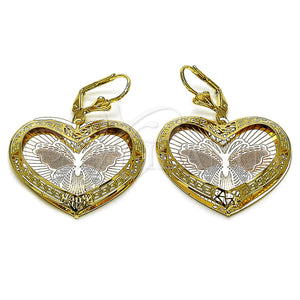 Gold Filled Ring — Dangle Earring Heart and Butterfly Design Diamond Cutting — main product view — SKU 161951 | Oro Laminado anillo — Dangle Earring corazón and mariposa diseño Diamond Cutting — SKU 161951