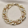 Oro Laminado Fancy Bracelet, Gold Filled Style Polished, Tricolor, 03.331.0102.1.08 (Thickness, 8 Inches Length)
