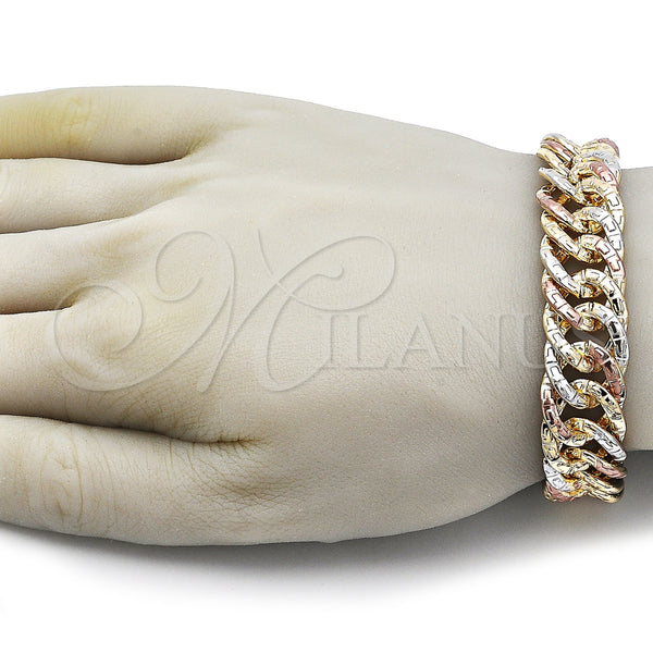 Gold Filled Bracelet — Solid Bracelet Greek Key Design Polished Tricolor 03. — alternate product view — SKU 161957 | Oro Laminado brazalete — sólido Bracelet Greek Key diseño pulido Tricolor 03. — SKU 161957