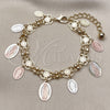 Oro Laminado Charm Bracelet, Gold Filled Style Guadalupe Design, Matte Finish, Tricolor, 03.331.0336.07 (10 MM Thickness, 8 Inches Length)