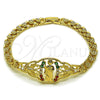 Oro Laminado Fancy Bracelet, Gold Filled Style San Judas and Butterfly Design, with Multicolor Cubic Zirconia, Polished, Golden Finish, 03.283.0412.1.07 (06 MM Thickness, 7 Inches Length)