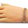 Oro Laminado Fancy Bracelet, Gold Filled Style Miami Cuban Design, with White Cubic Zirconia, Polished, Golden Finish, 03.283.0492.07