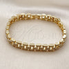 Oro Laminado Fancy Bracelet, Gold Filled Style with White Cubic Zirconia, Polished, Golden Finish, 03.283.0493.07