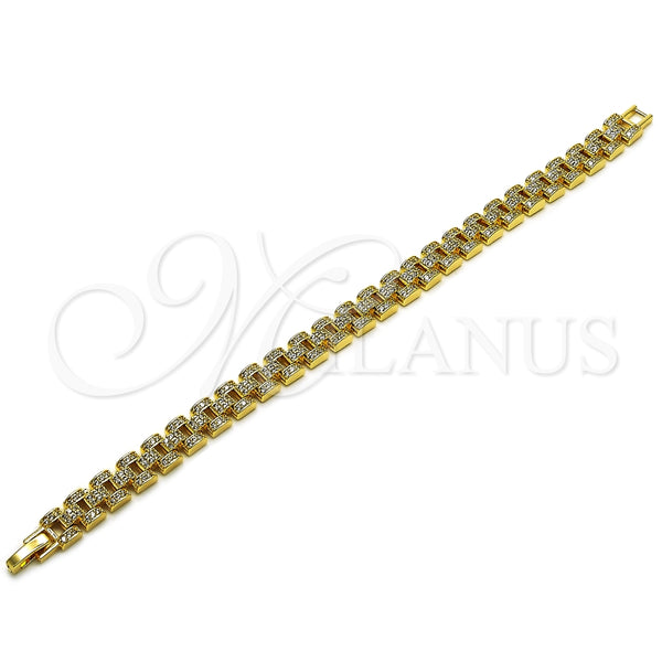 Oro Laminado Fancy Bracelet, Gold Filled Style with White Cubic Zirconia, Polished, Golden Finish, 03.283.0493.07