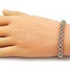 Oro Laminado Fancy Bracelet, Gold Filled Style with White Cubic Zirconia, Polished, Golden Finish, 03.283.0493.07 (08 MM Thickness, 8 Inches Length)