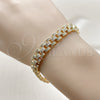 Oro Laminado Fancy Bracelet, Gold Filled Style with White Cubic Zirconia, Polished, Golden Finish, 03.283.0493.07 (08 MM Thickness, 8 Inches Length)