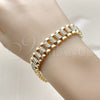 Oro Laminado Fancy Bracelet, Gold Filled Style with White Cubic Zirconia, Polished, Golden Finish, 03.283.0495.07