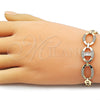 Oro Laminado Fancy Bracelet, Gold Filled Style Puff Mariner and Mariner Design, with White Cubic Zirconia, Polished, Golden Finish, 03.283.0501.07