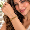 Oro Laminado Fancy Bracelet, Gold Filled Style with White Cubic Zirconia, Polished, Golden Finish, 03.283.0502.07 (06 MM Thickness, 7 Inches Length)
