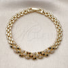 Oro Laminado Fancy Bracelet, Gold Filled Style with White Cubic Zirconia, Polished, Golden Finish, 03.283.0502.07 (06 MM Thickness, 7 Inches Length)