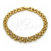 Oro Laminado Fancy Bracelet, Gold Filled Style with White Cubic Zirconia, Polished, Golden Finish, 03.283.0502.07 (06 MM Thickness, 7 Inches Length)