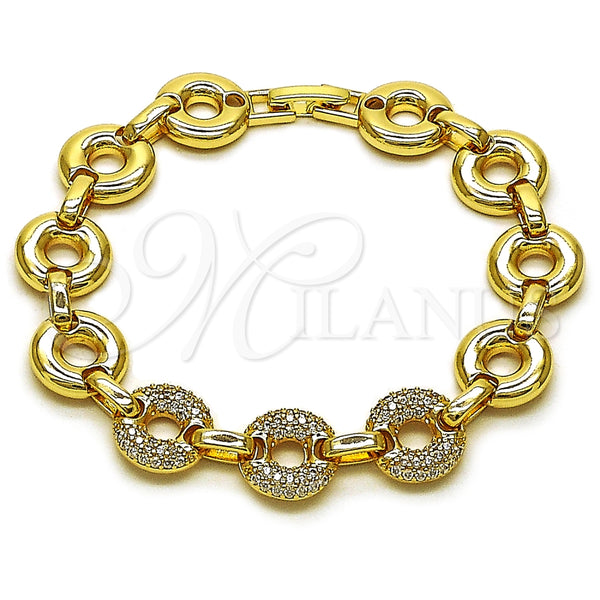 Gold Filled Bracelet — Fancy Bracelet with White Cubic Zirconia Polished 03. — main product view — SKU 161979 | Oro Laminado brazalete — elegante Bracelet with blanco Cubic Zirconia pulido 03. — SKU 161979