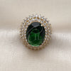 Oro Laminado Multi Stone Ring, Gold Filled Style Cluster Design, with Green and White Cubic Zirconia, Polished, Golden Finish, 01.283.0053