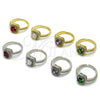 Oro Laminado Wedding Ring, Gold Filled Style Cluster Design, with Green and White Cubic Zirconia, Polished, Golden Finish, 01.283.0054 (One size fits all)