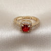 Oro Laminado Wedding Ring, Gold Filled Style Cluster Design, with Garnet and White Cubic Zirconia, Polished, Golden Finish, 01.283.0054.2 (One size fits all)
