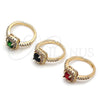 Oro Laminado Wedding Ring, Gold Filled Style Cluster Design, with Garnet and White Cubic Zirconia, Polished, Golden Finish, 01.283.0054.2 (One size fits all)