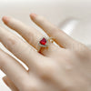 Oro Laminado Wedding Ring, Gold Filled Style Heart and Cluster Design, with Garnet and White Cubic Zirconia, Polished, Golden Finish, 01.283.0055.2 (One size fits all)