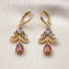 Oro Laminado Long Earring, Gold Filled Style Teardrop Design, with Multicolor and Garnet Cubic Zirconia, Polished, Golden Finish, 02.283.0294