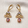 Oro Laminado Long Earring, Gold Filled Style Teardrop Design, with Multicolor and Garnet Cubic Zirconia, Polished, Golden Finish, 02.283.0294