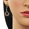 Oro Laminado Long Earring, Gold Filled Style Butterfly Design, with Multicolor Cubic Zirconia, Polished, Golden Finish, 02.283.0296