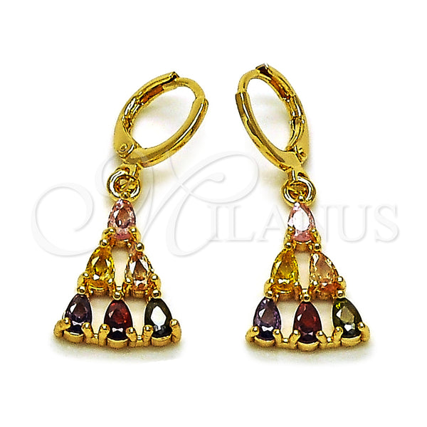 Gold Filled Ring — Long Earring Teardrop Design with Multicolor Cubic Zirconia — main product view — SKU 161999 | Oro Laminado anillo — largo Earring Teardrop diseño with Multicolor Cubic Zirconia — SKU 161999