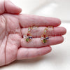 Oro Laminado Long Earring, Gold Filled Style Flower Design, with Multicolor Cubic Zirconia, Polished, Golden Finish, 02.283.0301