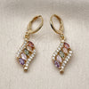 Oro Laminado Dangle Earring, Gold Filled Style with Multicolor and White Cubic Zirconia, Polished, Golden Finish, 02.283.0302