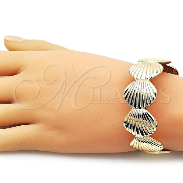 Oro Laminado Individual Bangle, Gold Filled Style Shell Design, Polished, Golden Finish, 07.428.0007 (23 MM Thickness, One size fits all)