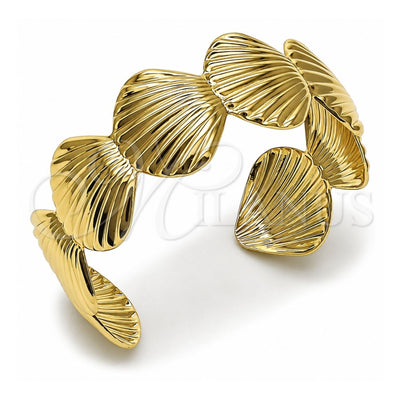 Oro Laminado Individual Bangle, Gold Filled Style Shell Design, Polished, Golden Finish, 07.428.0007 (23 MM Thickness, One size fits all)