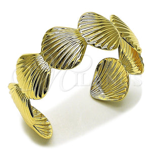 Oro Laminado Individual Bangle, Gold Filled Style Shell Design, Polished, Golden Finish, 07.428.0007 (23 MM Thickness, One size fits all)