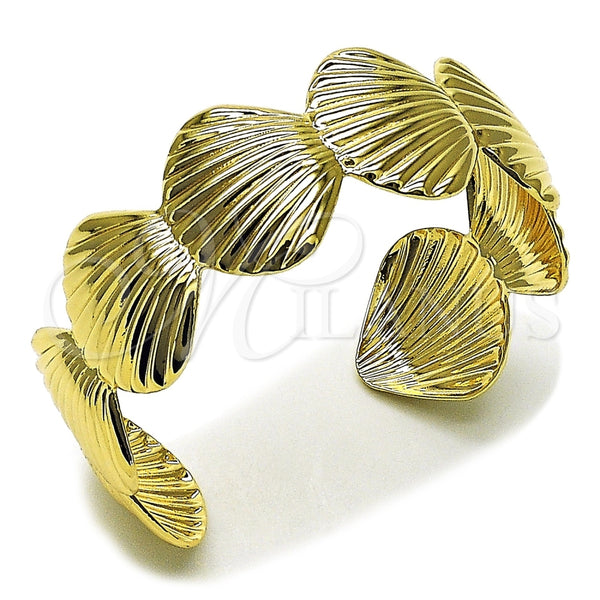 Oro Laminado Individual Bangle, Gold Filled Style Shell Design, Polished, Golden Finish, 07.428.0007 (23 MM Thickness, One size fits all)