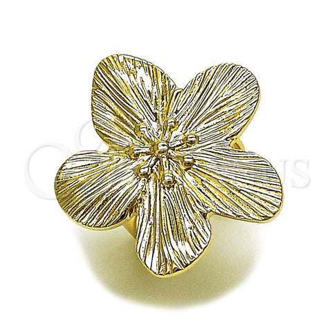 Oro Laminado Elegant Ring, Gold Filled Style Flower Design, Diamond Cutting Finish, Golden Finish, 01.428.0013 (One size fits all)