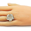 Oro Laminado Elegant Ring, Gold Filled Style Flower Design, Matte Finish, Golden Finish, 01.428.0014