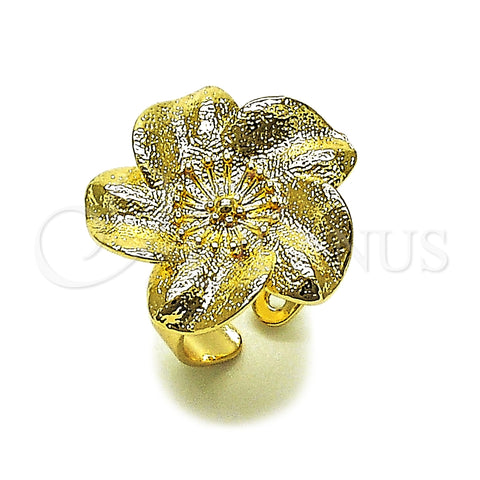 Oro Laminado Elegant Ring, Gold Filled Style Flower Design, Matte Finish, Golden Finish, 01.428.0014