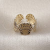 Oro Laminado Elegant Ring, Gold Filled Style Shell Design, Polished, Golden Finish, 01.428.0015