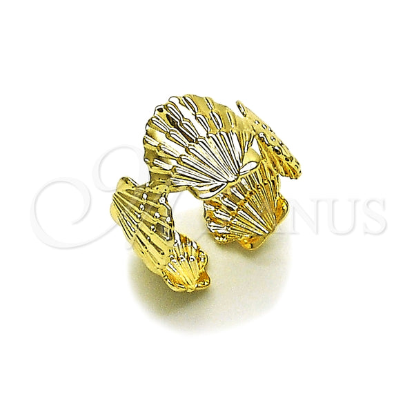 Oro Laminado Elegant Ring, Gold Filled Style Shell Design, Polished, Golden Finish, 01.428.0015