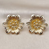 Oro Laminado Stud Earring, Gold Filled Style Flower Design, Polished, Golden Finish, 02.428.0052