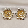 Oro Laminado Stud Earring, Gold Filled Style Flower Design, Polished, Golden Finish, 02.428.0052